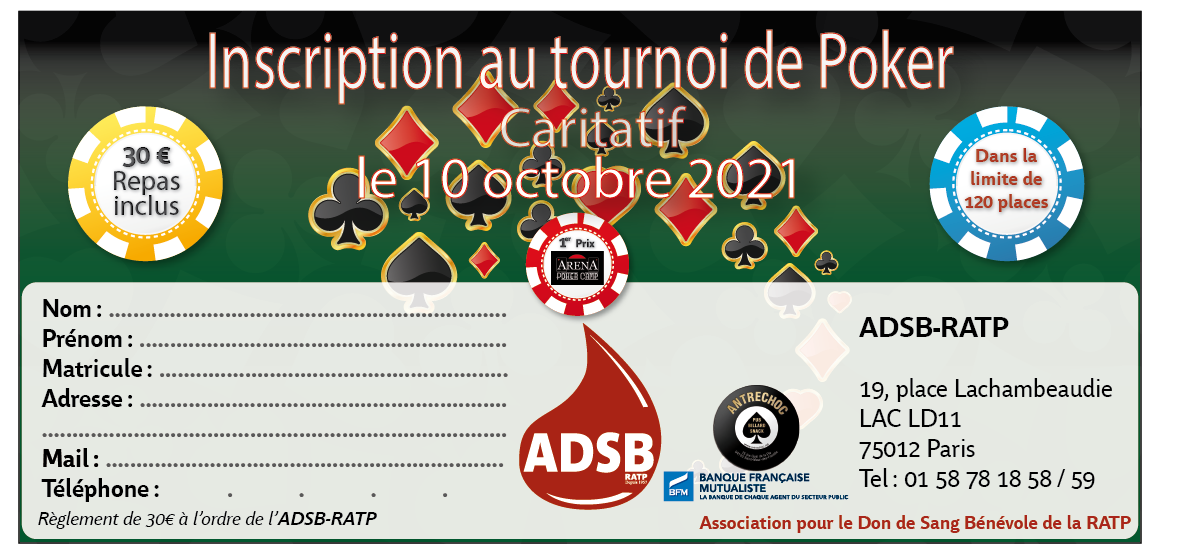Bulletin inscription poker 10 10 2021